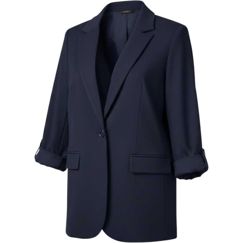 Skies Are Blue NEW Womens Navy Roll Tab 3/4 Sleeve Single Button Blazer Large